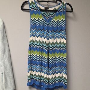 New Directions Blue and Green Sleeveless Tank Top